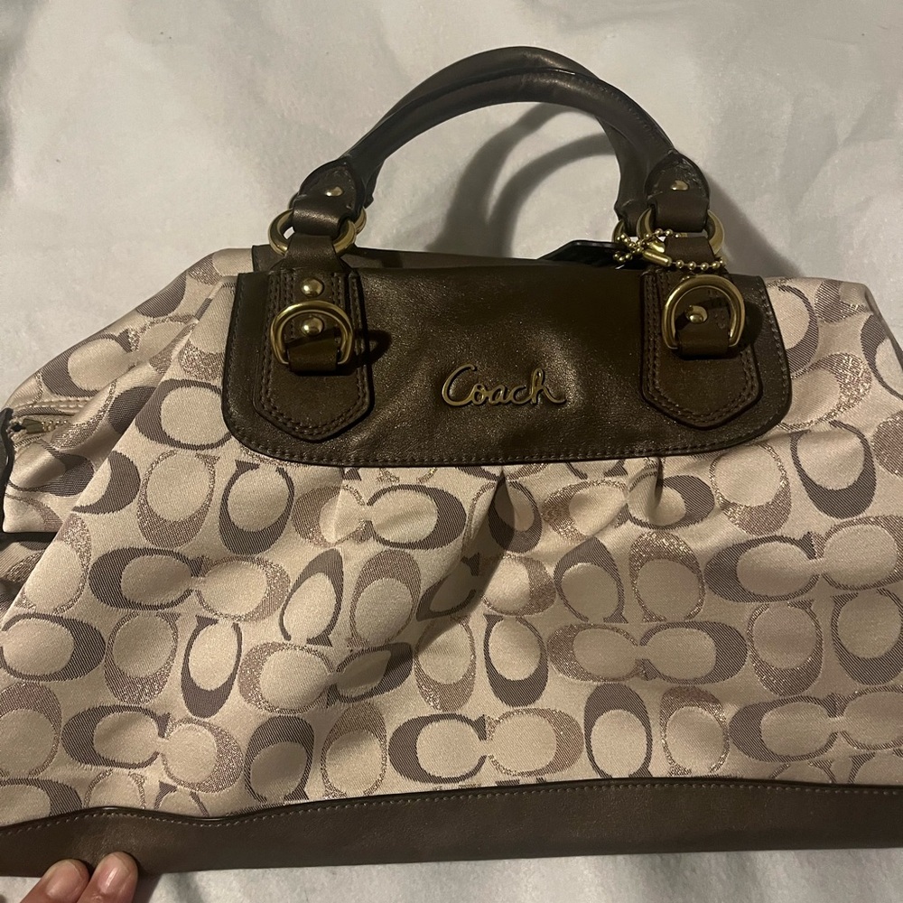 Coach Brown and Cream Signature Satchel